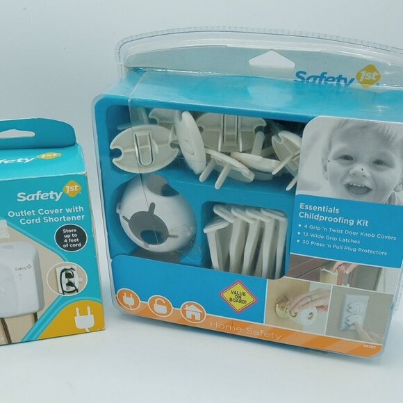 Safety Outlet Cover Cord Shortener & Essentials Childproofing Kit Baby Toddler - Picture 2 of 13